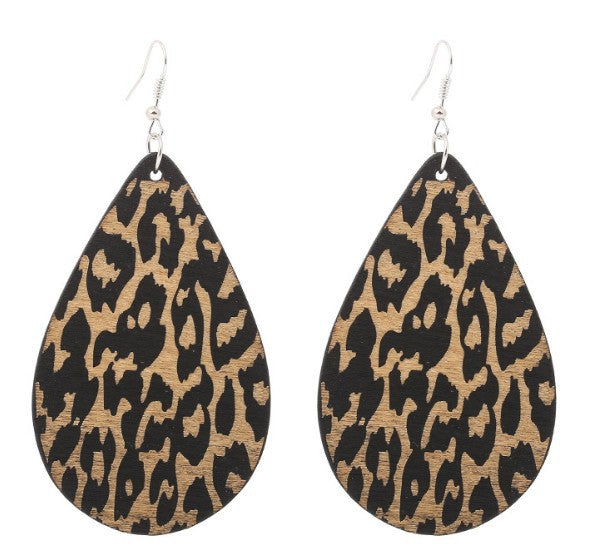 Pendientes De Madera Con Estampado De Leopardo al por mayor